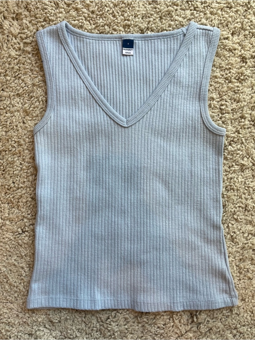 Old Navy Light Blue Ribbed V-Neck Tank Top
